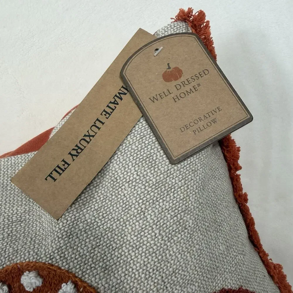 Well Dressed Home Mushroom Embroidered Lumbar Pillow Cottagecore Woodland NWT